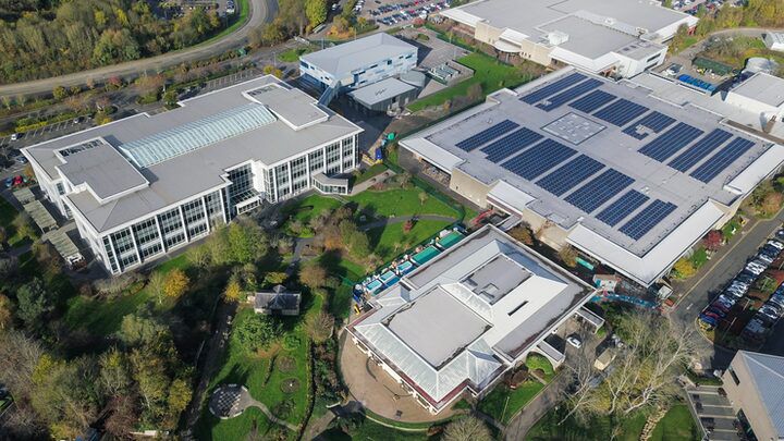 Solar panels installed under clear sky